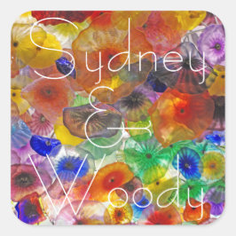 Abstracte Floral Vierkante Sticker