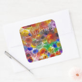 Abstracte Floral Vierkante Sticker (Envelop)