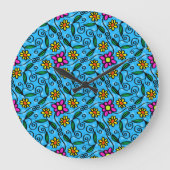 Abstracte Floral Wall Clock Grote Klok (Voorkant)