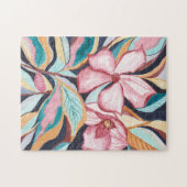 Abstracte Floral Waterverf Art Jigzaag Puzzle Legpuzzel (Horizontaal)