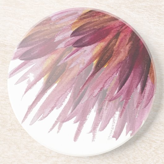 Abstracte Floral Waterverf handbeschilderd Zandsteen Onderzetter (Voorkant)