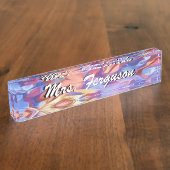 Abstracte Floral Waterverf op maat Naambordje (Zijkant)