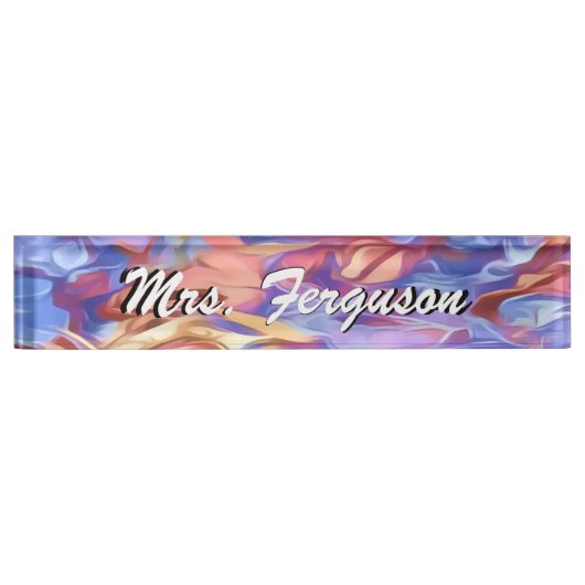 Abstracte Floral Waterverf op maat Naambordje (Voorkant)