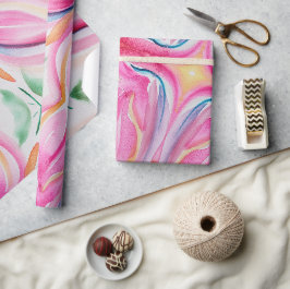 Abstracte Floral Waterverf schilderen Cadeaupapier