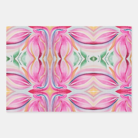 Abstracte Floral Waterverf schilderen Inpakpapier Vel (Voorkant 3)