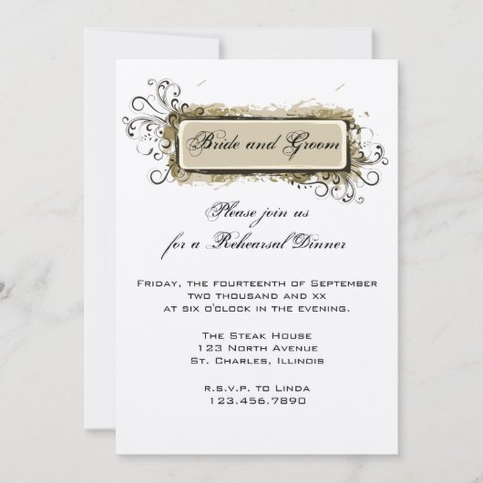 Abstracte Floral Wedding Rehearsal Dinner Invite Kaart (Voorkant)