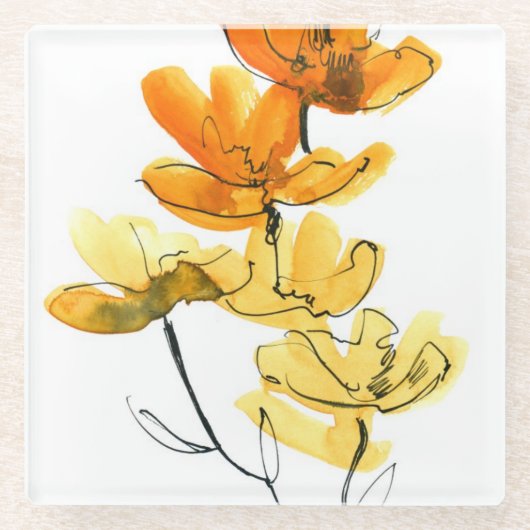 Abstracte florale achtergrond glazen onderzetter (Voorkant)