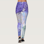 Abstracte florale bedrukte paarse leggings (Achterkant)