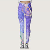 Abstracte florale bedrukte paarse leggings (Voorkant)