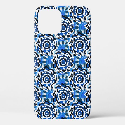 Abstracte florale, blauwe, zwarte en beige mode t Case-Mate iPhone case (Achterkant)