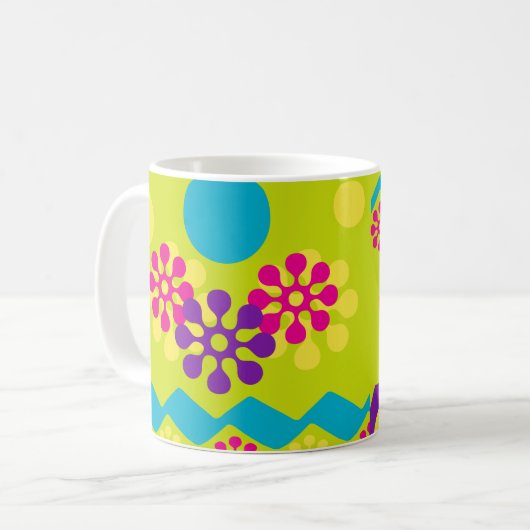 Abstracte florale happy 11oz koffie mok (Voorkant links)