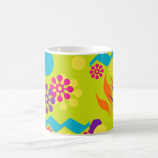 Abstracte florale happy 11oz koffie mok (Center)