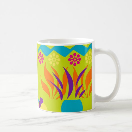 Abstracte florale happy 11oz koffie mok (Rechts)