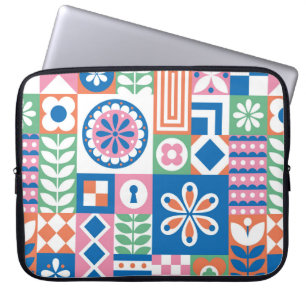 Abstracte florale kaart. Naadloos folklore-patroon Laptop Sleeve