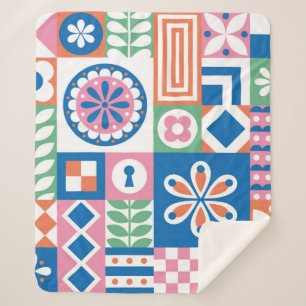 Abstracte florale kaart. Naadloos folklore-patroon Sherpa Deken