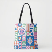 Abstracte florale kaart. Naadloos folklore-patroon Tote Bag (Voorkant)