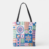 Abstracte florale kaart. Naadloos folklore-patroon Tote Bag (Achterkant)
