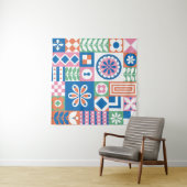 Abstracte florale kaart. Naadloos folklore-patroon Wandkleed (In Situ (horizontaal))