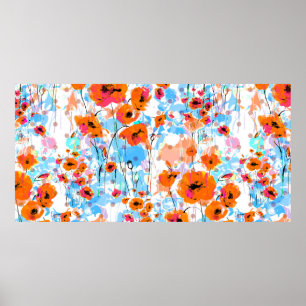 Abstracte florale naadloos patroon geschilderd met poster