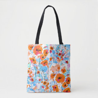 Abstracte florale naadloos patroon geschilderd met tote bag