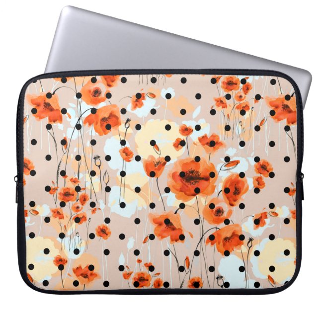 Abstracte florale naadloos patroon met veldpapil laptop sleeve (Voorkant)
