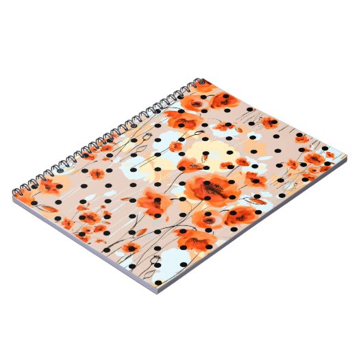 Abstracte florale naadloos patroon met veldpapil notitieboek (Linkerzijde)