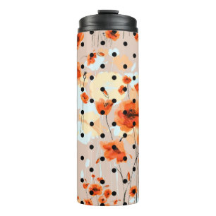 Abstracte florale naadloos patroon met veldpapil thermosbeker