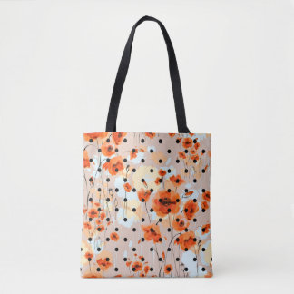 Abstracte florale naadloos patroon met veldpapil tote bag
