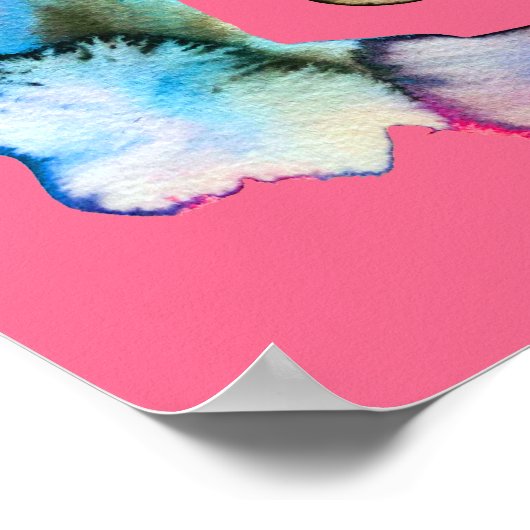 Abstracte florale roze waterverf poster (Hoek)