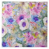 Abstracte florale schets waterverf handverf tegeltje (Voorkant)