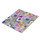 Abstracte florale schets waterverf handverf tegeltje (Zijkant)