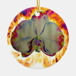 Abstracte florale tropische orchidee schilderij keramisch ornament