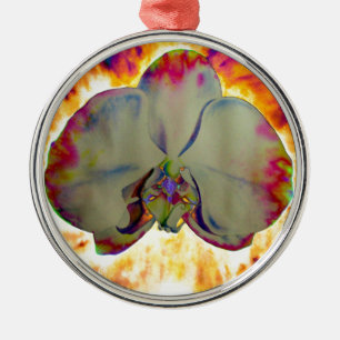 Abstracte florale tropische orchidee schilderij metalen ornament