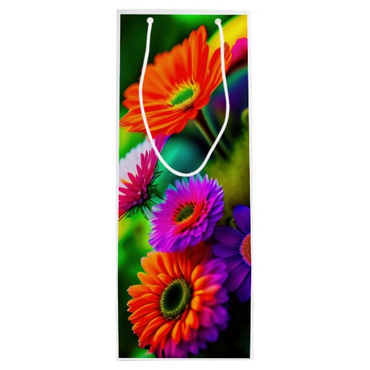 Abstracte florale waszak wijn cadeautas (Achterkant)