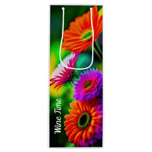 Abstracte florale waszak wijn cadeautas (Voorkant)