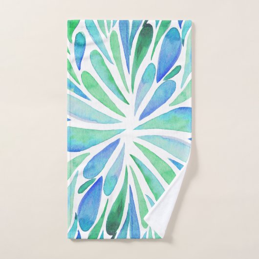 Abstracte florale waterverf barst aqua en blauw bad handdoek (Handdoek)