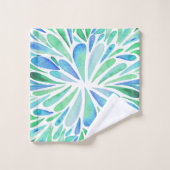Abstracte florale waterverf barst aqua en blauw bad handdoek (Wasdoekje)