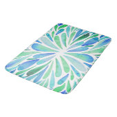 Abstracte florale waterverf barst aqua en blauw badmat (Gekanteld)