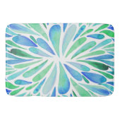 Abstracte florale waterverf barst aqua en blauw badmat (Voorkant)