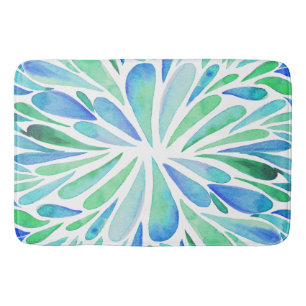 Abstracte florale waterverf barst aqua en blauw badmat