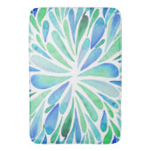 Abstracte florale waterverf barst aqua en blauw badmat (Voorkant Verticaal)