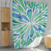 Abstracte florale waterverf barst aqua en blauw douchegordijn