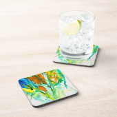 Abstracte florale waterverf bier onderzetter (Rechterzijde)