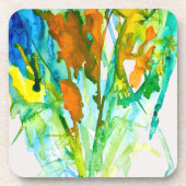 Abstracte florale waterverf bier onderzetter (Voorkant)