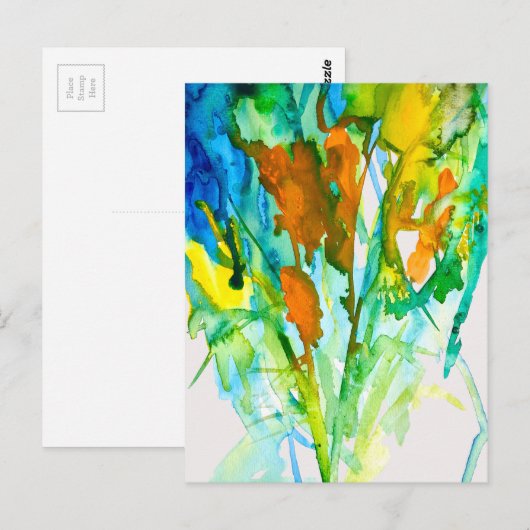 Abstracte florale waterverf briefkaart (Voorkant / Achterkant)