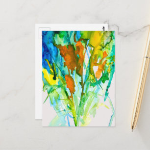 Abstracte florale waterverf briefkaart