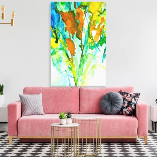 Abstracte florale waterverf canvas afdruk (Insitu (Woonkamer))