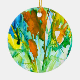 Abstracte florale waterverf keramisch ornament