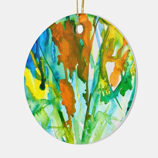 Abstracte florale waterverf keramisch ornament (Links)