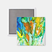 Abstracte florale waterverf magneet (Voorkant / Achterkant)